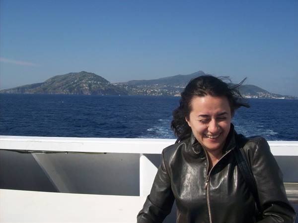 Rossana on the ferry from Ischia to Naples