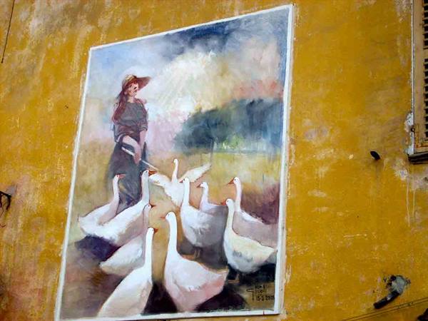 A fresco with a farming theme in Salussola