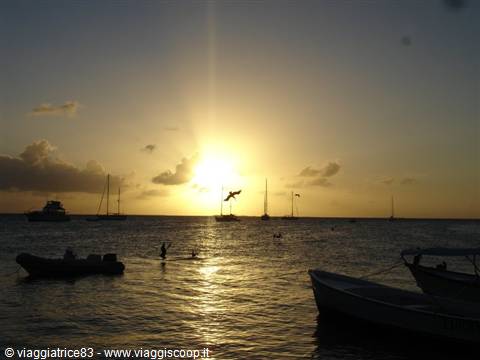 Sunset at the little harbour of gran Roque