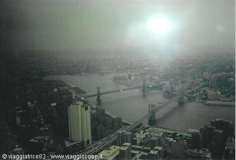 Brooklyn Bridge and Manhattan Bridge over the East River from above