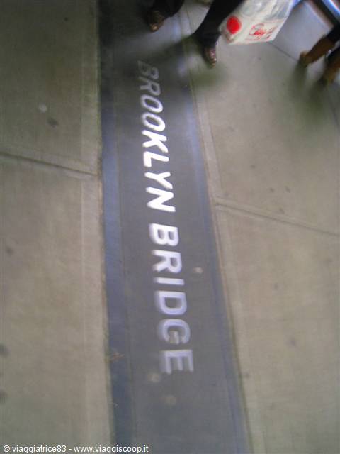 the first step ... on Brooklyn Bridge