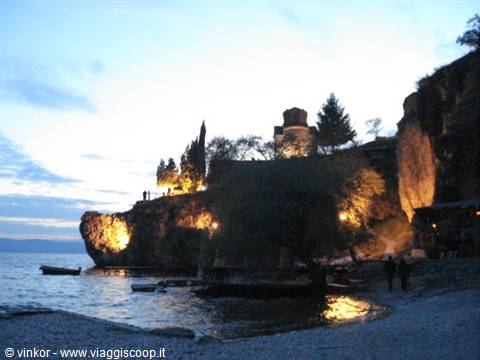 Ohrid. Sv.Jovan o Kaneo at night