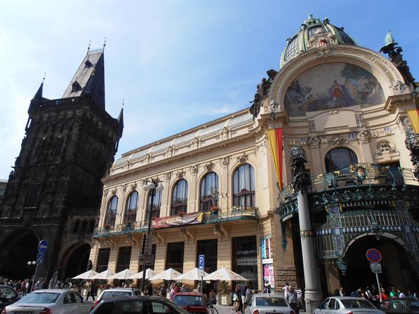 the new town hall and an old tower