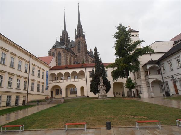 small square and Cathedral of St. Peter and Paul in Brno