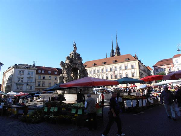 the market square with the old fountain