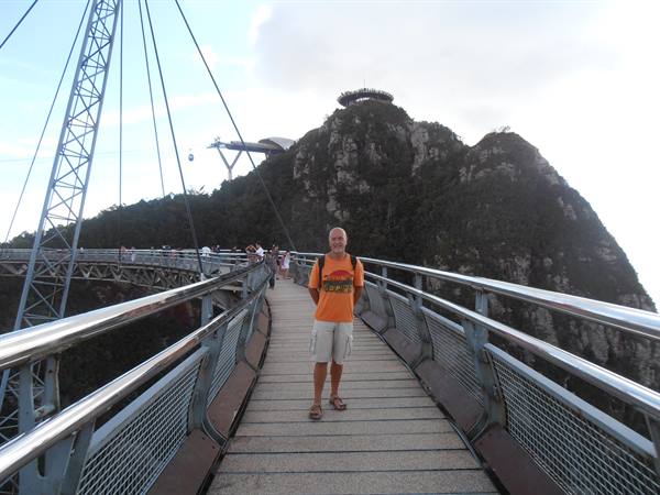 me on the suspension bridge at the top of the mountain in Langkawi, Malaysia