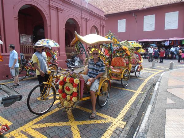 me on the tricycle taxi in Malacca,Malaysia