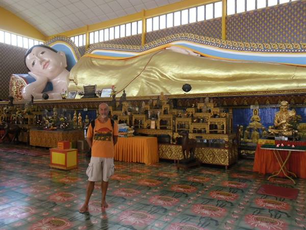 me in front of the reclining Buddha, Penang, Malaysia