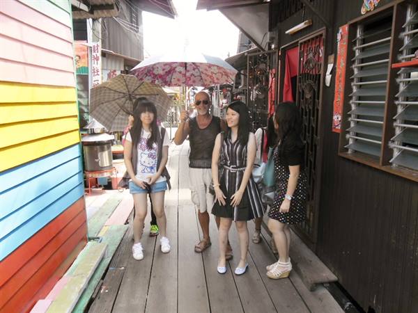 me with a group of Chinese girls in Georgetown, Penang, Malaysia