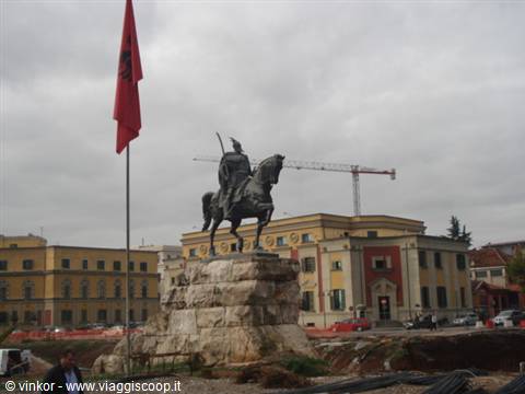 the monument to Skanderbeg in Tirana