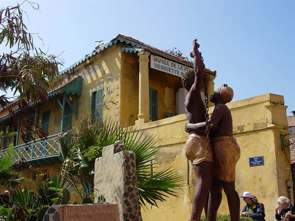 Chained slaves statue outside the Henriette Bathily Museum on Gorée