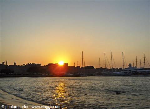 Port of Rodos at sunset