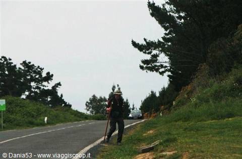 Pilgrim walking towards Cabo Fisterra