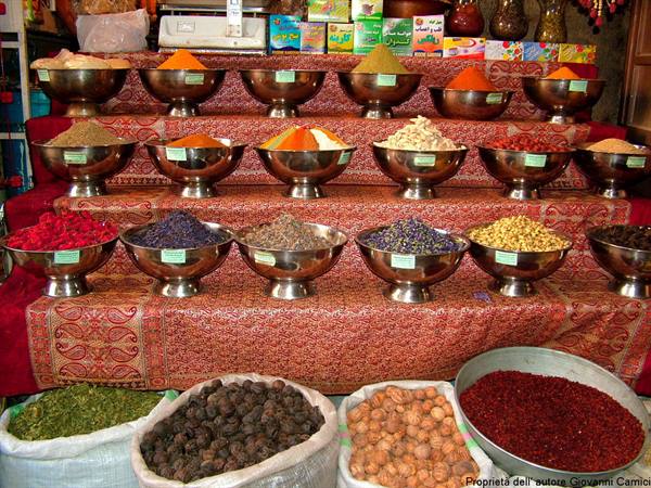 Sale of spices in the bazaar