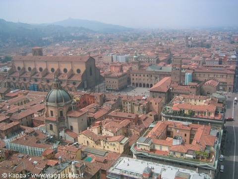 Piazza Maggiore and the Basilica of S. Petronio from the Torre degli Asinelli