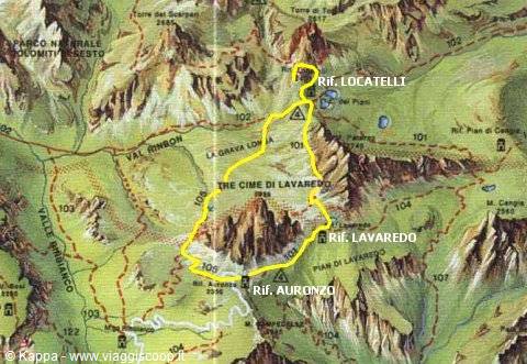 Map of the Tre Cime di Lavaredo loop