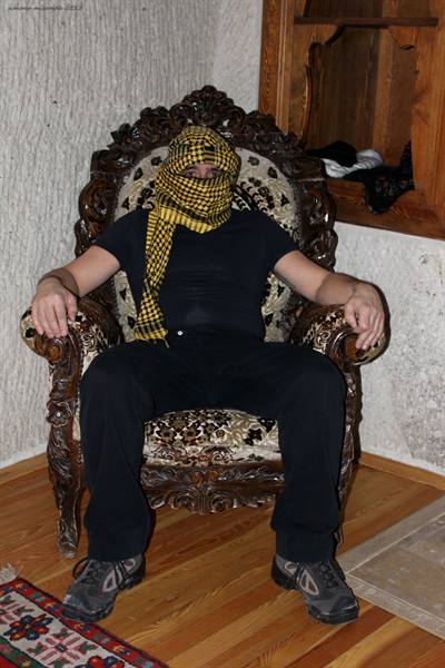 Robi in a corner of our room at Dervish Cave House, Goreme