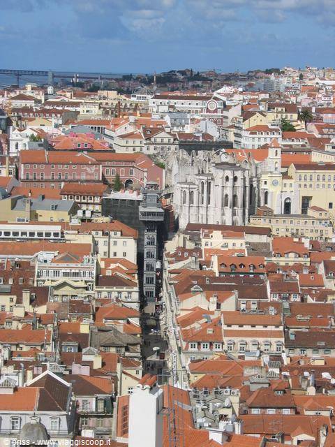 Lisbon: Santa Justa Lift and Carmo Convent among red rooftops
