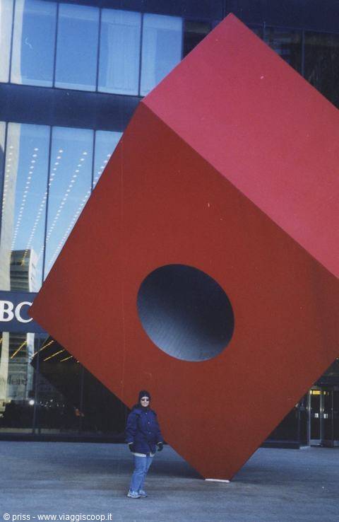 A big red cube, from there turning your head...