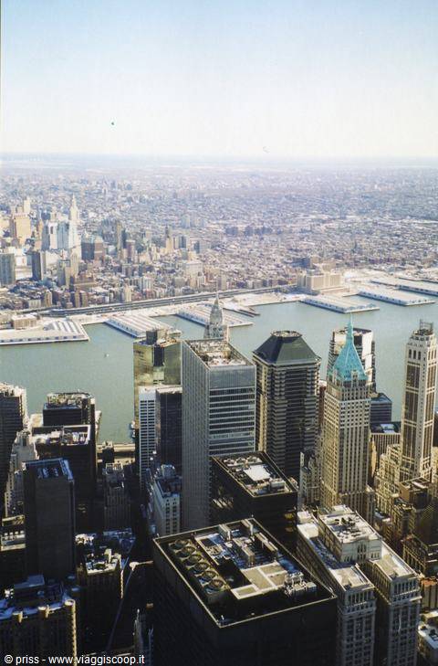 Manhattan skyscrapers over the Hudson River, clear light toward New Jersey