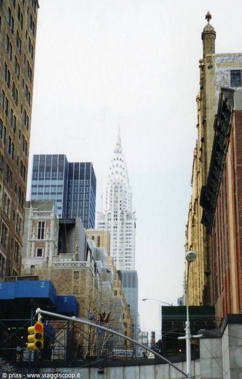 The Chrysler peeks out among the buildings
