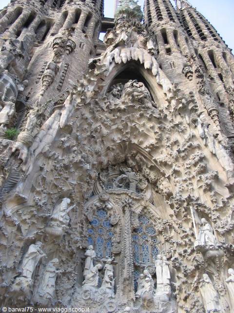 Nativity façade of the Sagrada Família in Barcelona, stone sculptures
