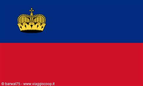Blue and red flag with golden crown at the top left