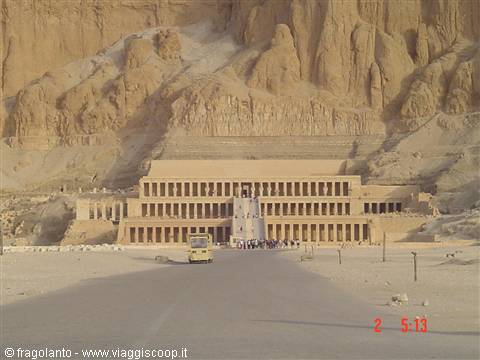 Hatshepsut Temple at Deir el-Bahari, terraced colonnades beneath the rocky cliff