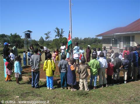 all in circles for the FLAG RAISING and then MASS!