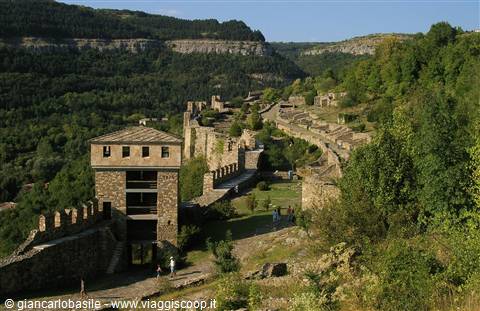 Ruins of Tsarevets fortress on a green hill, Veliko Tarnovo
