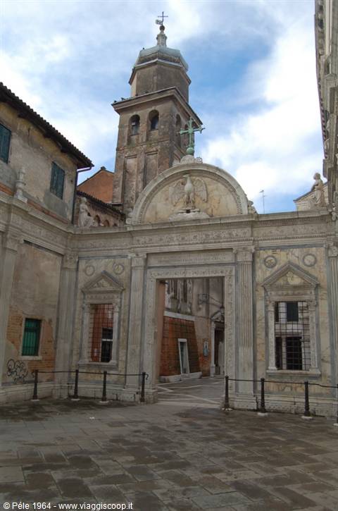 Carved stone entrance of the Scuola di San Giovanni Evangelista in Venice